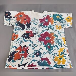 Vintage Body Wear T Shirt One‎ Size Unisex Floral  Made USA